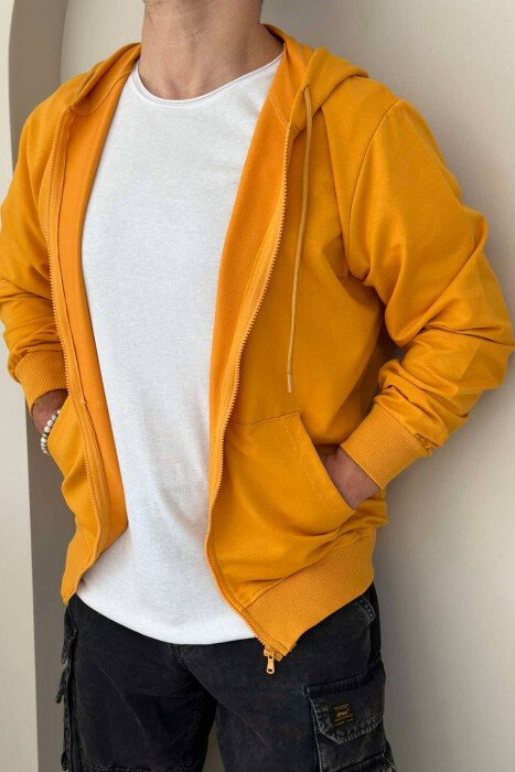 UNISEX ZIPPER SIMPLE JACKETS MUSTARD/MUSTARDE 
