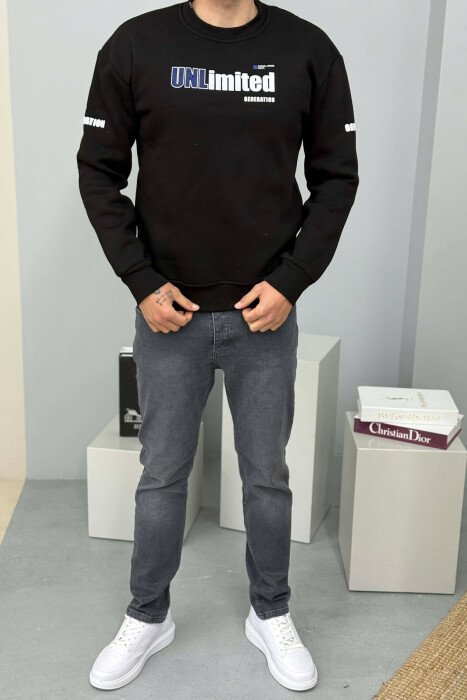 UNLIMITED WRITTING FLUFFY MEN SWEATSHIRT BLACK/ E ZEZE - 