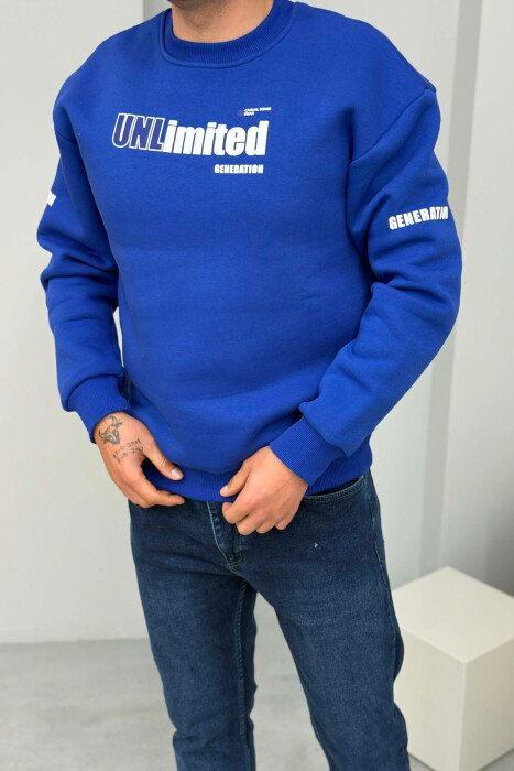 UNLIMITED WRITTING FLUFFY MEN SWEATSHIRT BLUE/BLU - 2