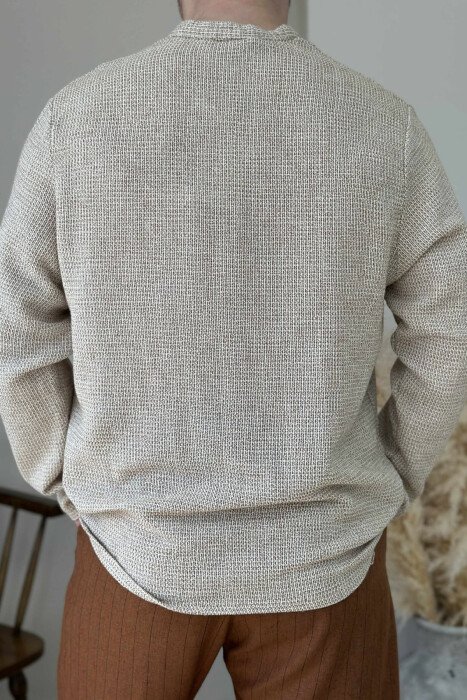 V NECK BUTTONS MEN SHIRT BEIGE/BEZHE - 2