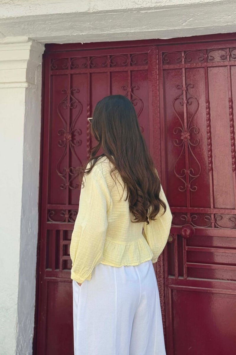 V NECK LINEN BLEND WOMAN SHIRT YELLOW/E VERDHE - 4
