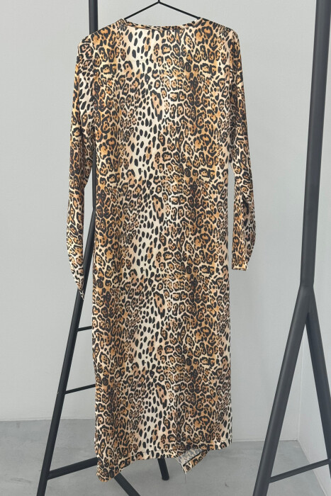 V NECK LONG SLEEVE WOMEN DRESS LEO/LEOPARD - 7
