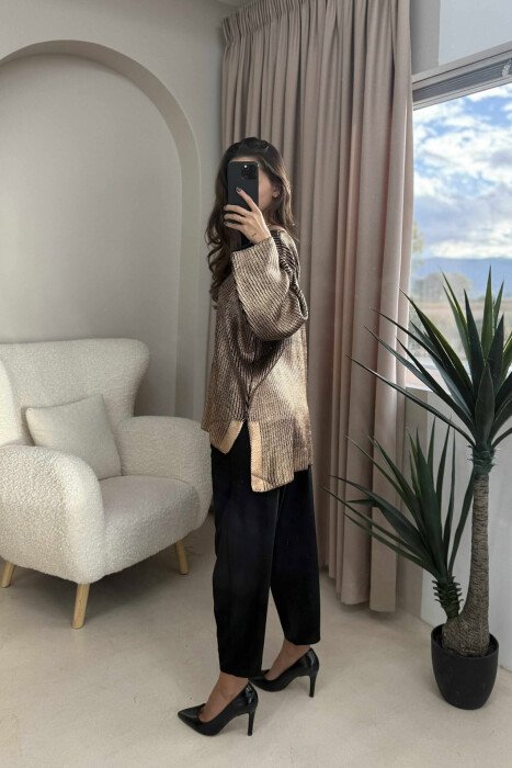 V NECK ONE COLOR WOMEN SWEATER BRONX/BRONX - 2