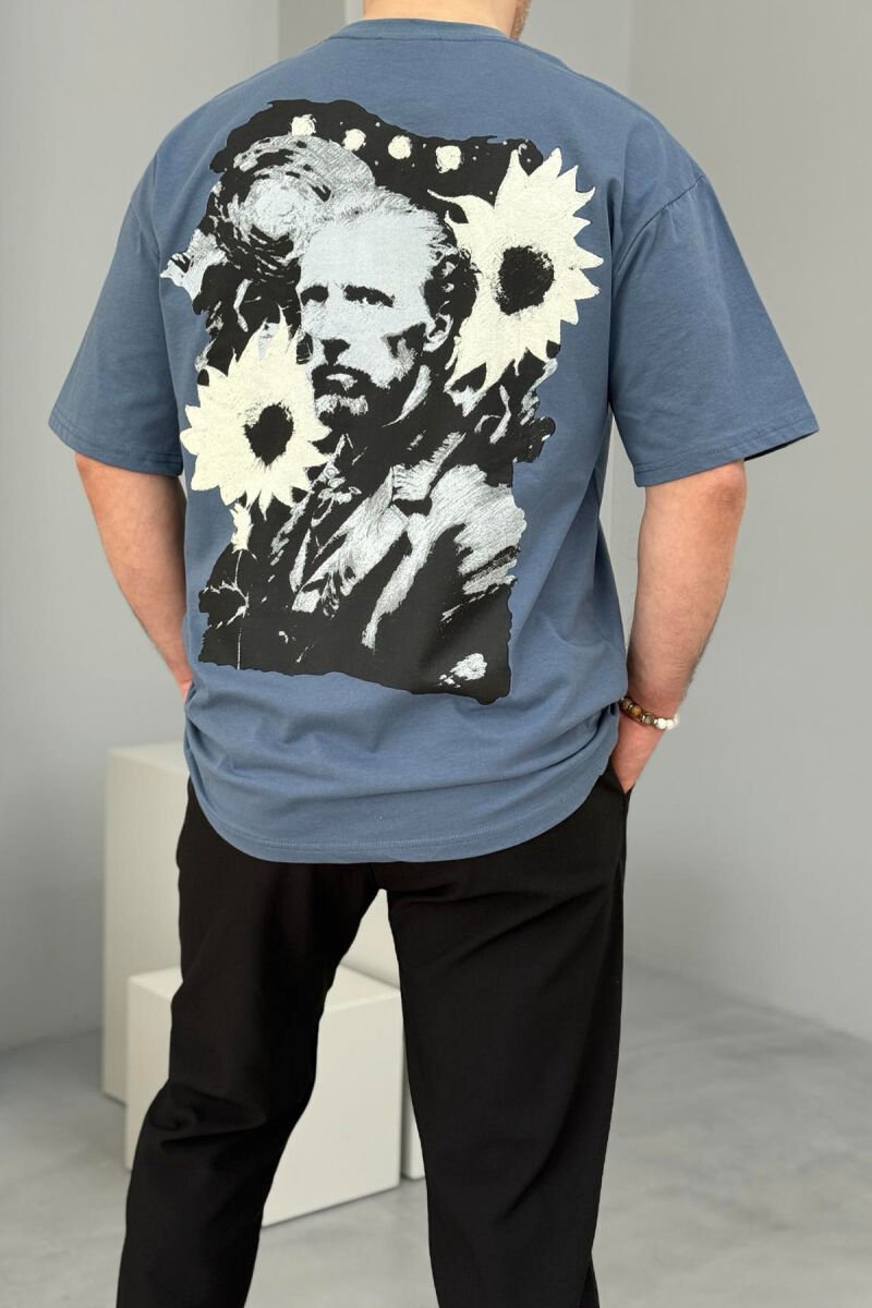 VAN GOGH FRONT & BACK DESIGN MEN T-SHIRT BLUE STONE/GK - 2
