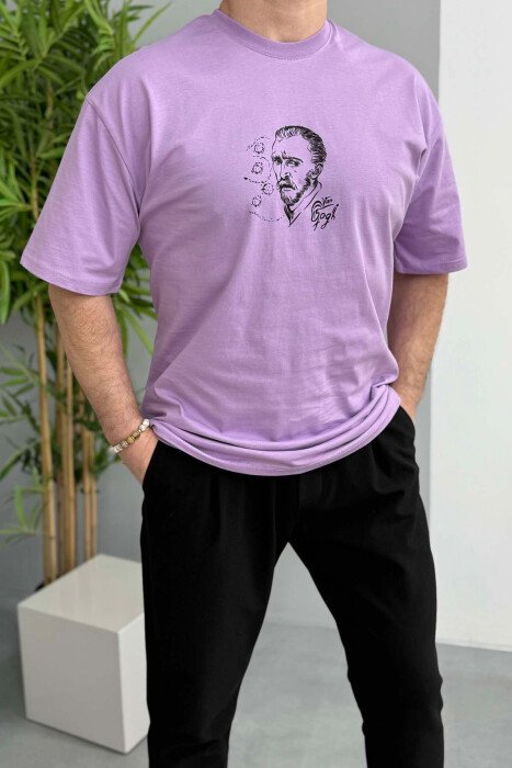 VAN GOGH FRONT & BACK DESIGN MEN T-SHIRT LIGHT PURPLE/LEZB 