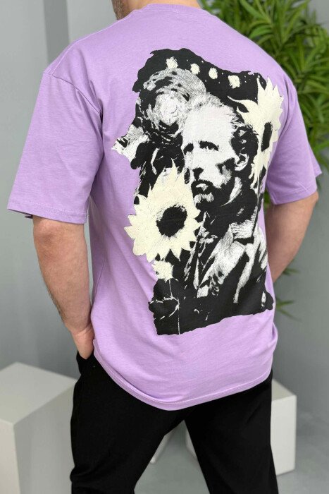 VAN GOGH FRONT & BACK DESIGN MEN T-SHIRT LIGHT PURPLE/LEZB - 3