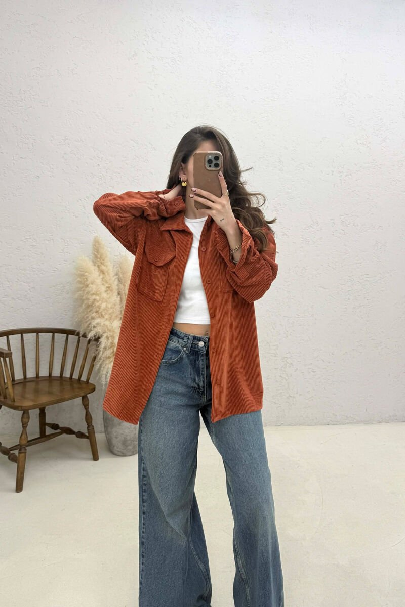 FRONT POCKETS WOMAN SHIRT BRICK/TULLE - 2