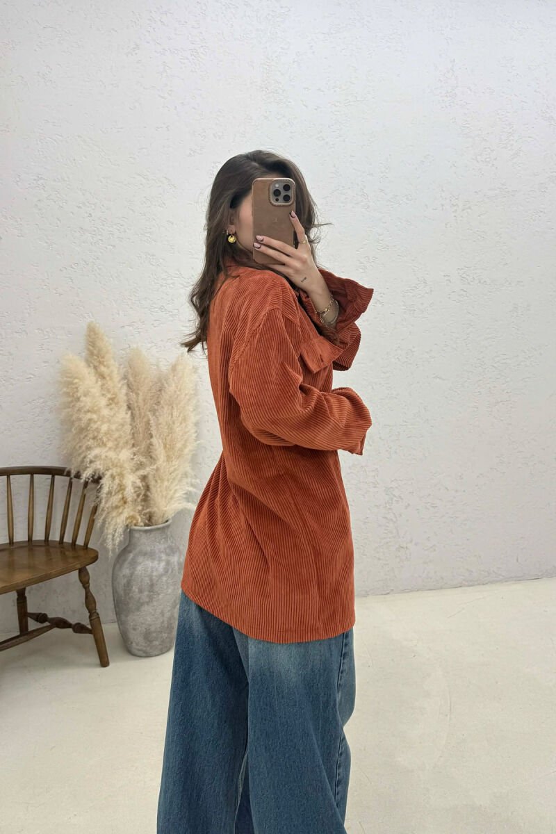FRONT POCKETS WOMAN SHIRT BRICK/TULLE - 4