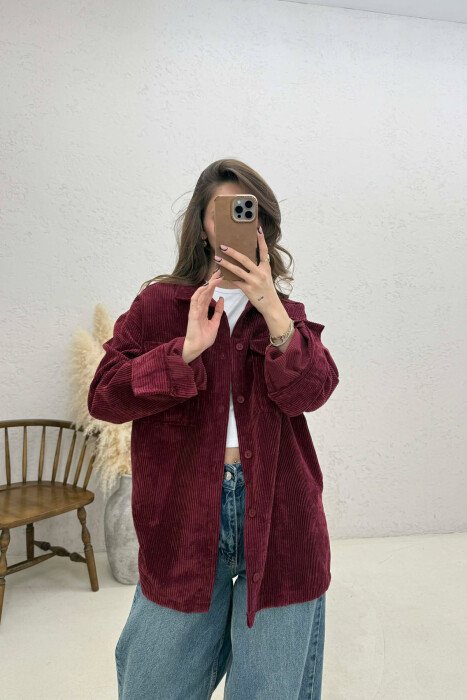 FRONT POCKETS WOMAN SHIRT BURGUNDY/VISHNJE - 3