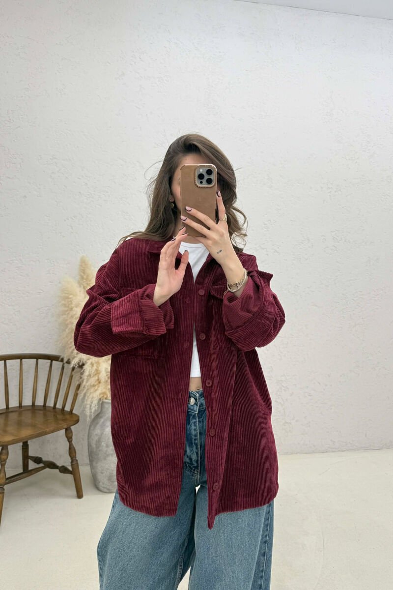 FRONT POCKETS WOMAN SHIRT BURGUNDY/VISHNJE - 3
