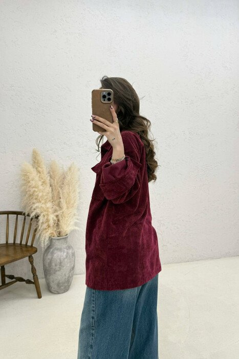 FRONT POCKETS WOMAN SHIRT BURGUNDY/VISHNJE - 4