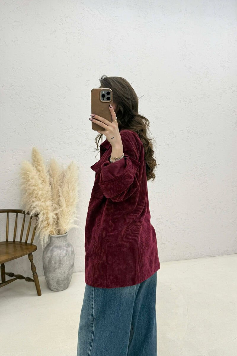 FRONT POCKETS WOMAN SHIRT BURGUNDY/VISHNJE - 4