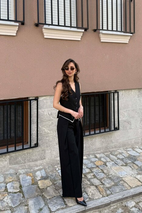 VEST + WIDE LEG TROUSERS WOMAN SET BLACK/ E ZEZE 