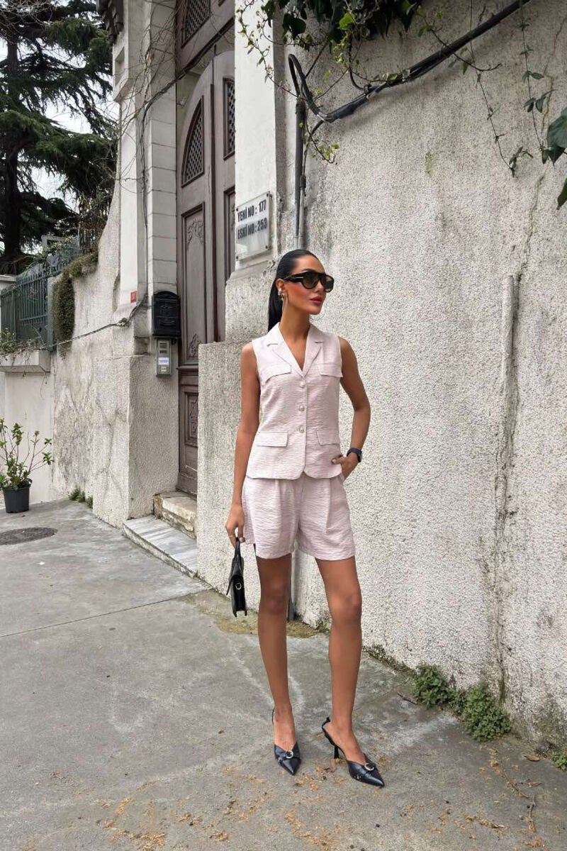 VEST+SHORTS ONE COLOR SIMPLE WOMEN SET VINEGAR/UTHULL - 1