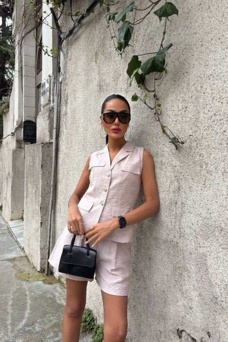 VEST+SHORTS ONE COLOR SIMPLE WOMEN SET VINEGAR/UTHULL - 2