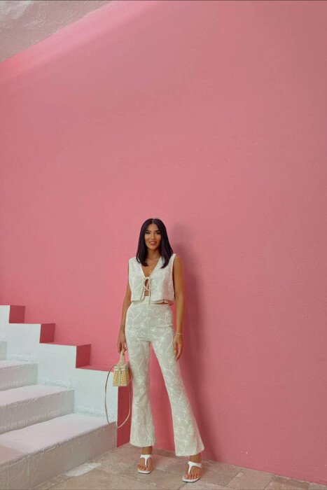 VEST+TROUSERS LINEN WOMAN SET BEIGE/BEZHE - 1
