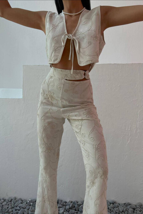 VEST+TROUSERS LINEN WOMAN SET BEIGE/BEZHE - 3