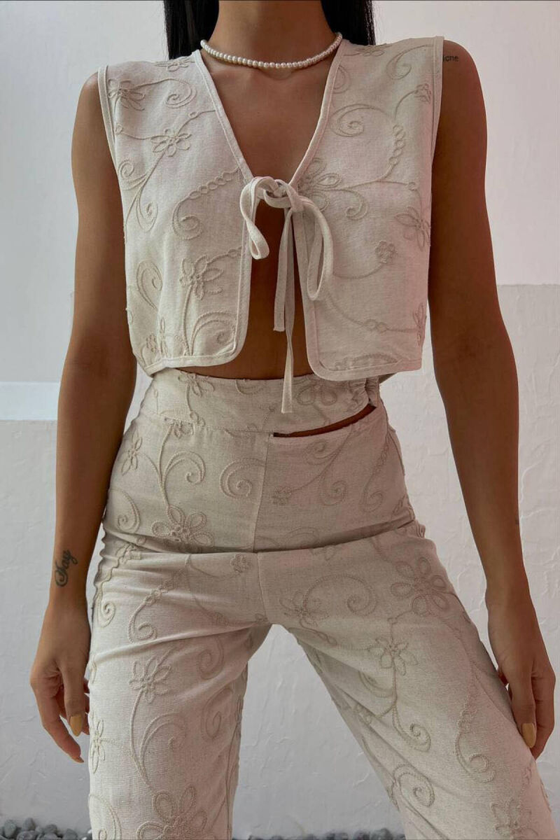 VEST+TROUSERS LINEN WOMAN SET BEIGE/BEZHE - 4