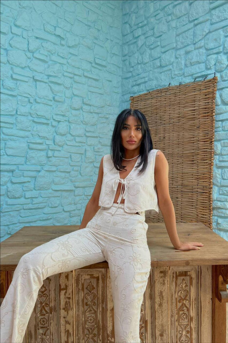 VEST+TROUSERS LINEN WOMAN SET BEIGE/BEZHE - 5