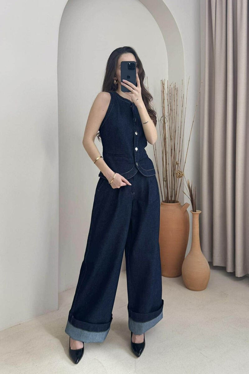 VEST+TROUSERS SIMPLE DENIM WOMEN SET BLUE/BLU - 2