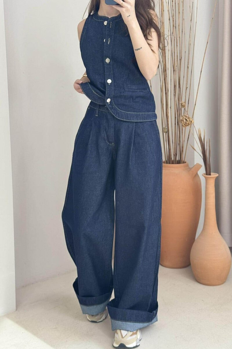 VEST+TROUSERS SIMPLE DENIM WOMEN SET BLUE/BLU - 5