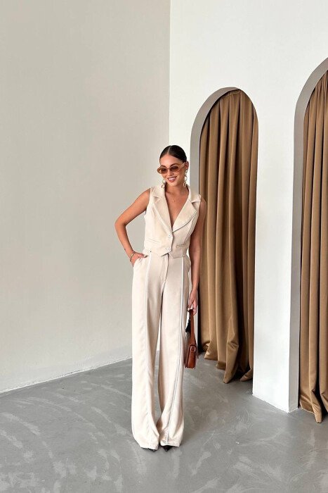 VEST+TROUSERS STRIPED WOMEN SET BEIGE/BEZHE - 1