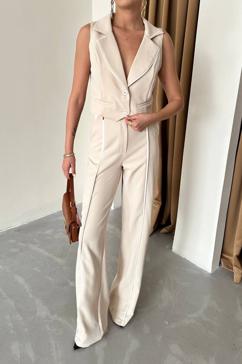 VEST+TROUSERS STRIPED WOMEN SET BEIGE/BEZHE - 2