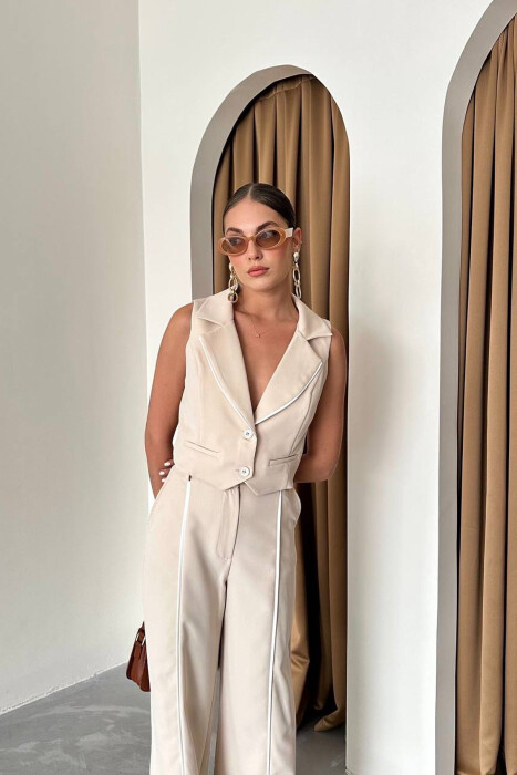 VEST+TROUSERS STRIPED WOMEN SET BEIGE/BEZHE - 3