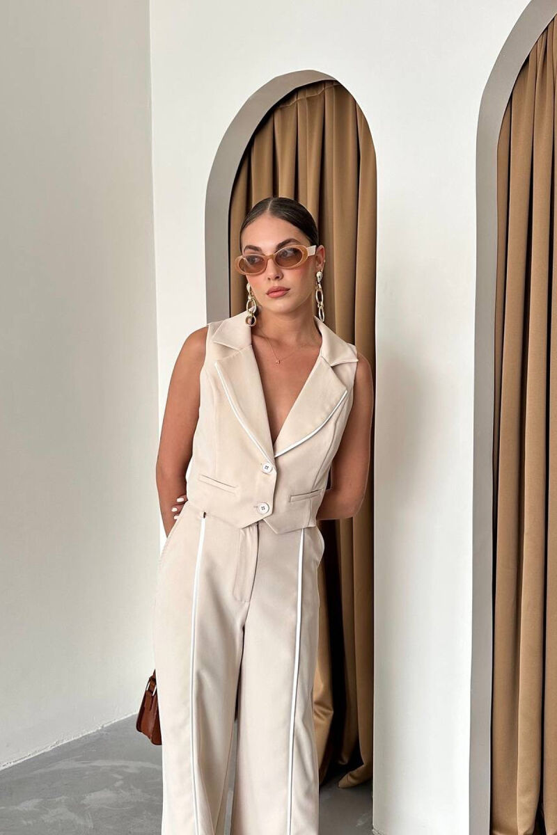 VEST+TROUSERS STRIPED WOMEN SET BEIGE/BEZHE - 3