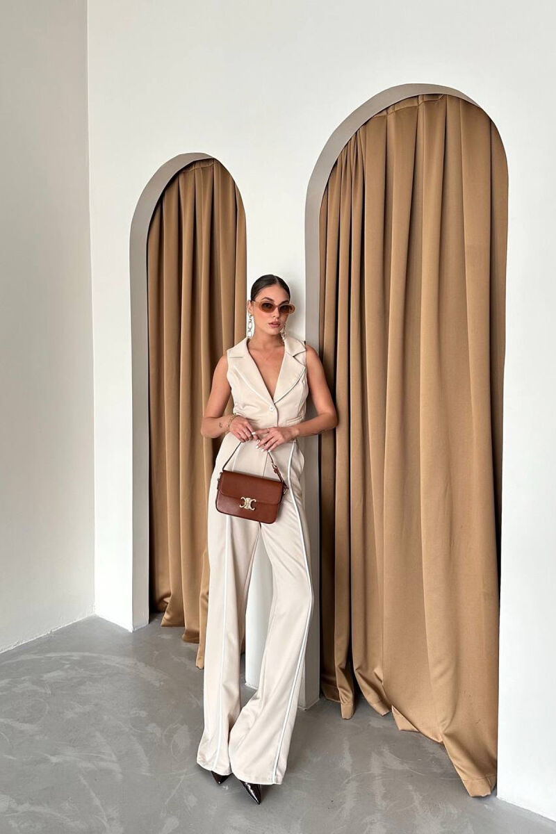 VEST+TROUSERS STRIPED WOMEN SET BEIGE/BEZHE - 4