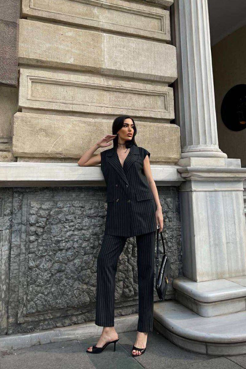 VEST+TROUSERS STRIPED WOMEN SET DARK GREY/GEE - 1