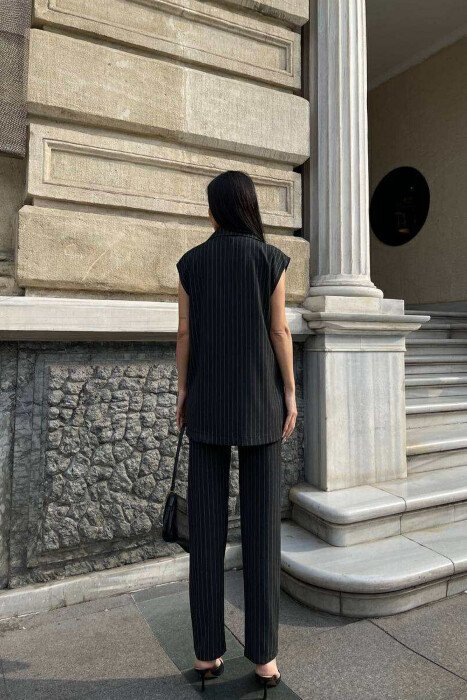 VEST+TROUSERS STRIPED WOMEN SET DARK GREY/GEE - 2