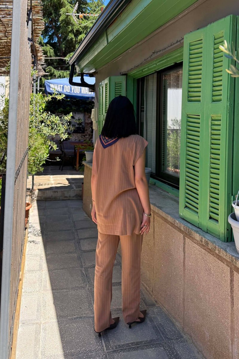 VEST+TROUSERS STRIPED WOMEN SET LIGHT BROWN/KAZB - 2