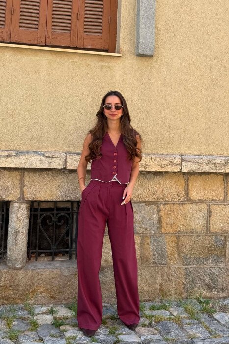 VEST+TROUSERS WOMAN SET BURGUNDY/VISHNJE - 1