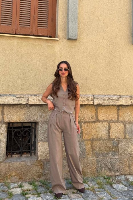 VEST+TROUSERS WOMAN SET LIGHT BROWN/KAZB - 1