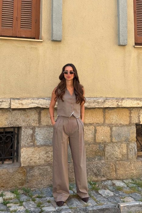 VEST+TROUSERS WOMAN SET LIGHT BROWN/KAZB - 2