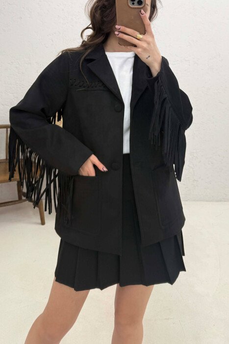 VONDA SUEDE WOMEN JACKET BLACK/ E ZEZE - KLAUDIO FASHION