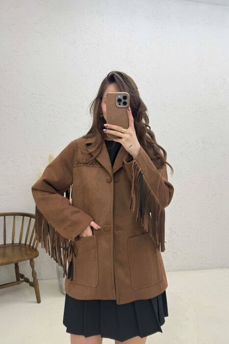 VONDA SUEDE WOMEN JACKET BROWN/KAFE - KLAUDIO FASHION