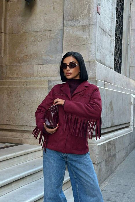 VONDA SUEDE WOMEN JACKET BURGUNDY/VISHNJE - 8
