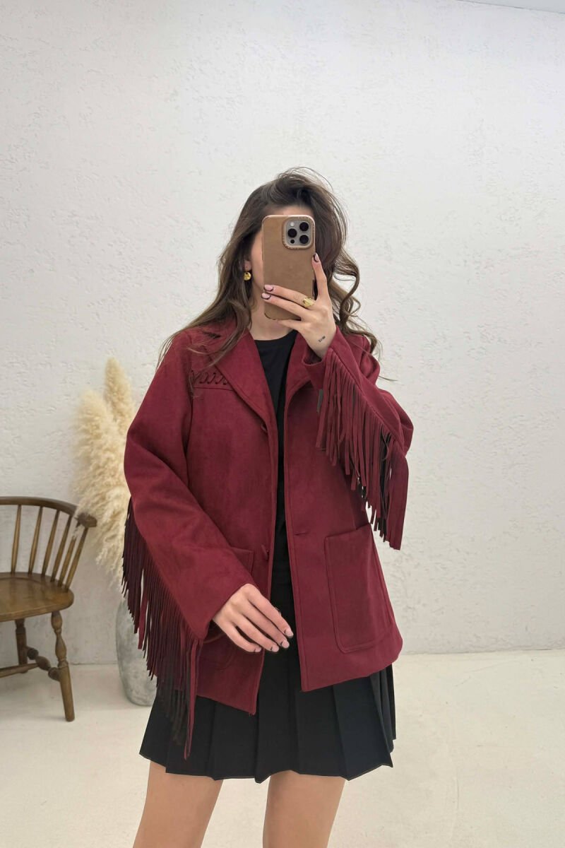 VONDA SUEDE WOMEN JACKET BURGUNDY/VISHNJE - 3