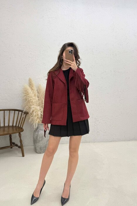 VONDA SUEDE WOMEN JACKET BURGUNDY/VISHNJE - 4