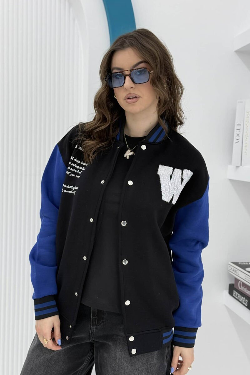 W LETTER WRITTINGS FLUFFY WOMEN JACKET BLACK/ E ZEZE - 1