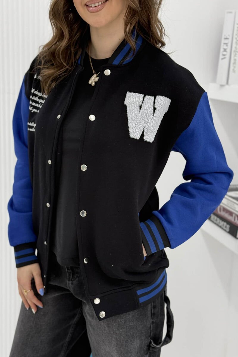 W LETTER WRITTINGS FLUFFY WOMEN JACKET BLACK/ E ZEZE - 4