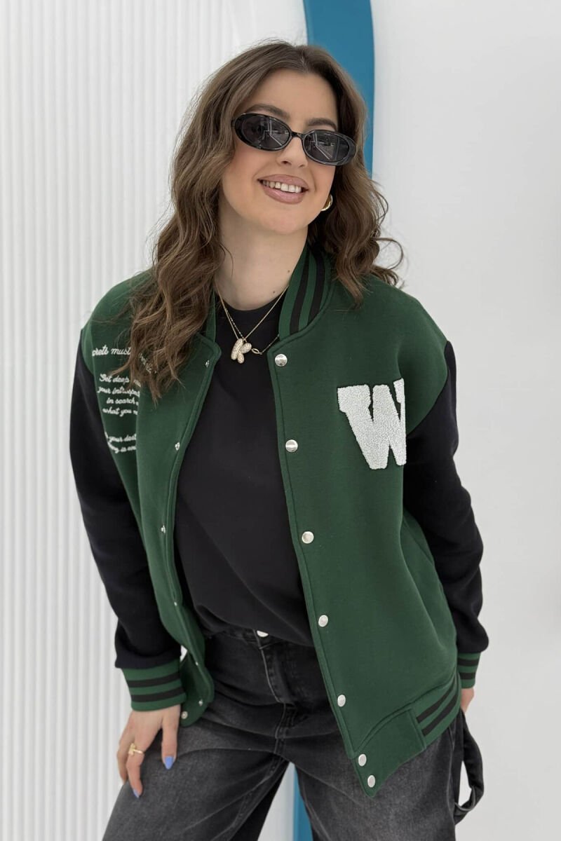W LETTER WRITTINGS FLUFFY WOMEN JACKET GREEN/JESHILE - 2