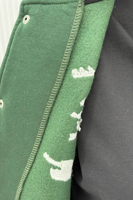 W LETTER WRITTINGS FLUFFY WOMEN JACKET GREEN/JESHILE - 3