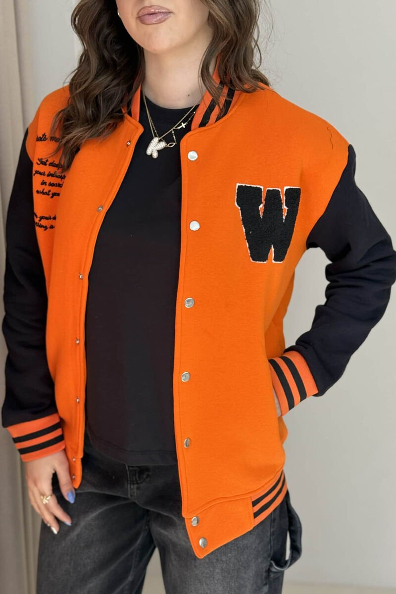 W LETTER WRITTINGS FLUFFY WOMEN JACKET ORANGE/PORTOKALLI - 1