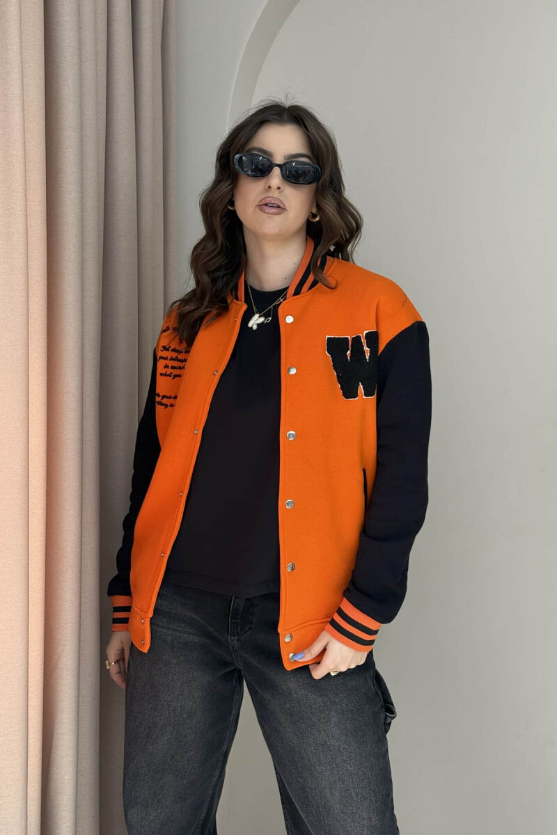 W LETTER WRITTINGS FLUFFY WOMEN JACKET ORANGE/PORTOKALLI - 2