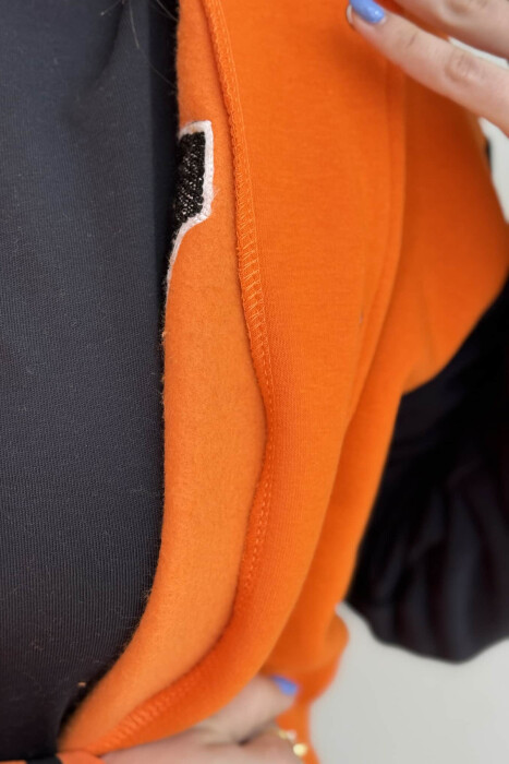 W LETTER WRITTINGS FLUFFY WOMEN JACKET ORANGE/PORTOKALLI - 3