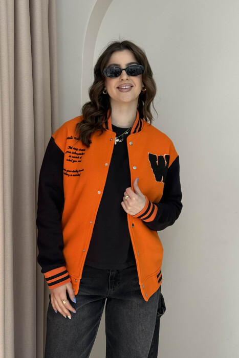 W LETTER WRITTINGS FLUFFY WOMEN JACKET ORANGE/PORTOKALLI - 5