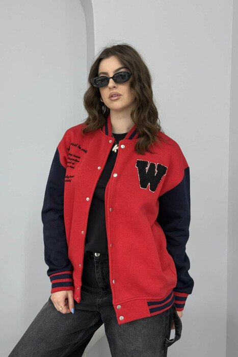 W LETTER WRITTINGS FLUFFY WOMEN JACKET RED/E KUQE 